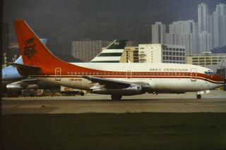1992 - Hong Kong Kodak Photo Slide - Dragonair - B737 - Kai Tak Hkg