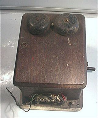 Vintage Kellogg Oak Telephone Ringer Box W/ Inside