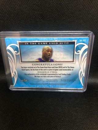 Shaquille O’Neal 2019 Leaf In The Game Jersey Auto Autograph /4 Patch 2