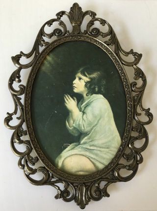 Vintage Italian Metal Frame Picture Of A Boy 1960’s Made In Italy Sundaymarket