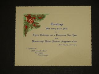 Vintage Football Christmas Card: Peterborough United Supporters Club C1950s?