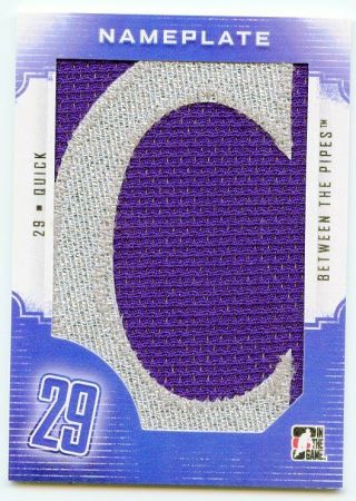 Jonathan Quick 2013 - 14 Btp Between The Pipes Nameplate " C " Patch 1/1 Kccs52