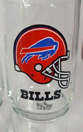 Set Of 2 Vintage Buffalo Bills Drinking Glasses Juice Water Glasses Nfl Football