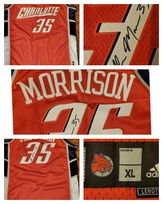 Adam Morrison Charlotte Bobcats Autographed Adidas Jersey Size 44/xl