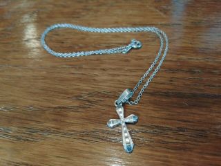 Vintage 925 Sterling Silver Cross Pendant With Chain Necklace Jewellery