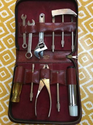 Vintage Leather Tool Kit - Travel Size Brown Leather