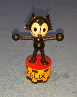 Vintage Felix The Cat Wood Thumb Push Bottom Puppet Collapsing Toy Ftcp Inc