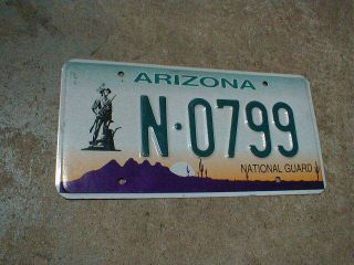 Vintage Obsolete Style Arizona National Guard License Plate