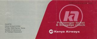1998 Kenya Airways To Dubai Passenger Ticket And Baggage Check