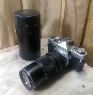 Vintage Olympus Om - 1 Camera W/ Skylight Lens 75 - 150 Mm