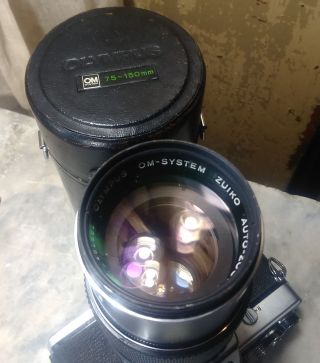 Vintage Olympus OM - 1 Camera w/ Skylight Lens 75 - 150 mm 3