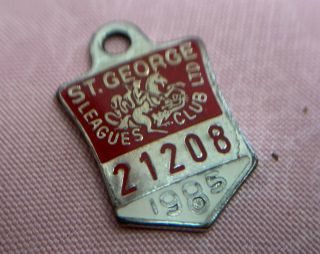 Vintage 1985 St George Dragons Leagues Club Badge Sydney Australian Rugby Nrl