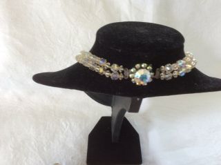 Vintage Aurora Borealis Double Strand Crystal Necklace