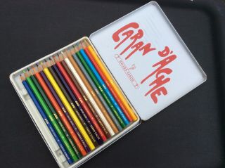 Vintage Caran D’ache Tin Contains 17/18 Watercolor Pencils,  Plus 6 Other Make