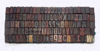 117 Piece Vintage Letterpress Wood Wooden Type Printing Blocks 16 M.  M.  883