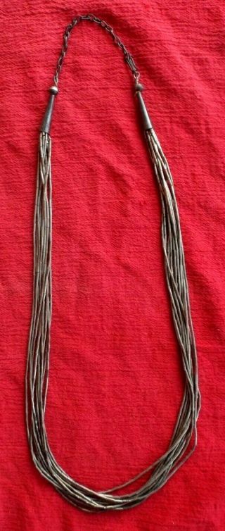Vintage Navajo Sterling Liquid Silver 10 - Strand Necklace 24 3/4 " - 28 1/4 " - Nr