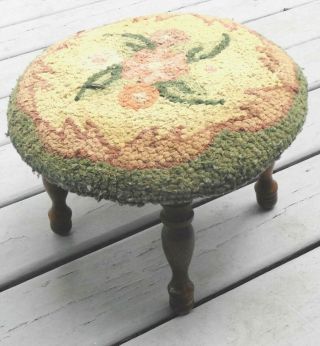 Vintage Cute Shabby Chic Floral Round Foot Stool