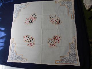 Vintage - Embroidered Tablecloth - Bridge / Card Games