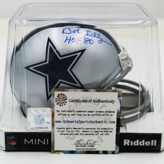 Bob Lilly “hof 1980” Autographed Dallas Cowboys Mini Helmet W/schwartz