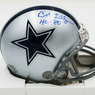 Bob Lilly “HOF 1980” Autographed Dallas Cowboys Mini Helmet w/Schwartz 2