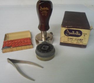 Vintage Justrite Time Stamp - Size 2 - With Accessories -,