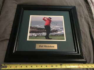 Pga Golfer Lefty Phil Mickelson Authentic Autograph Framed & Matted Photo Wow