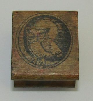 Owl O Rubber Stamp All Night Media Vintage Wood Mounted 1 5/8 " High