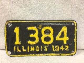 Vintage 1942 Illinois Motorcycle License Plate (repaint)