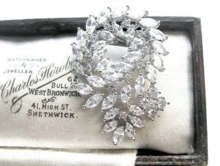 Vintage Jewellery Sparkling Marquise Cut Rhinestone Garland Brooch Shawl Fur Pin