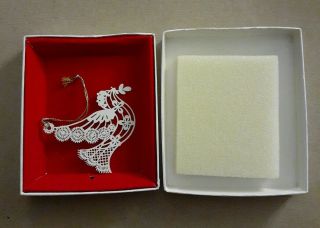 Winterlace By Tamerlane Boxed Vintage Whte Cut - Out Metal Dove Ornament