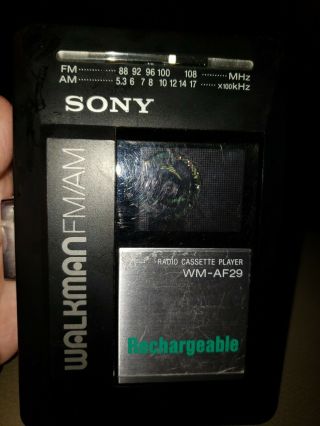 Vintage Sony Walkman Fm/am Radio Cassette Player Wm Af29 Rechargeable