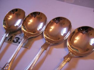 VINTAGE EPNS A1 KINGS SILVER PLATE QUALITY HEAVY WEIGHT SOUP SPOONS X 4 3
