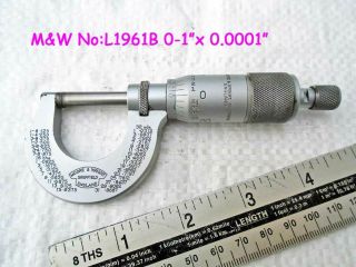 Vintage Moore & Wright No:l1961b Wide Barrel Ratchet Micrometer,  0 - 1 " X.  0001 "