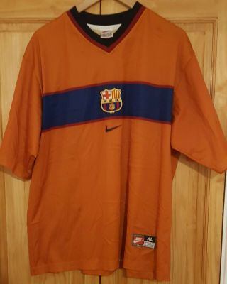 Retro Vintage Barcelona 3rd Kit Nike Orange Shirt Xl 45 - 47 Season 1998 / 2000
