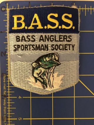 Vintage B.  A.  S.  S.  Bass Anglers Sportsman Society Patch Fisherman Fishing Pro Fish