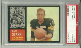 1962 Topps 63 Bart Starr Psa 6 Green Bay Packers