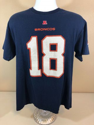 Nfl Team Apparel Denver Broncos 18 Peyton Manning T - Shirt Mens Large Navy