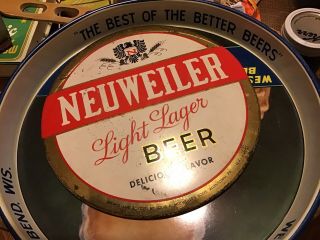 Vintage Neuweiler Beer Button Tin Over Cardboard Allentown Pa 9” Sign Toc.
