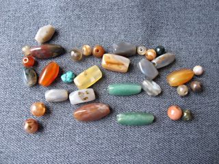 31 Vintage Different Colors & Shapes Real Stones Loose Beads For Jewelry Making