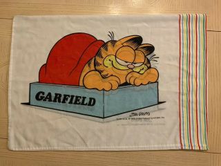 Vintage Garfield Double Sided Pillowcase Jim Davis Cartoon Comic Cat Retro 1978