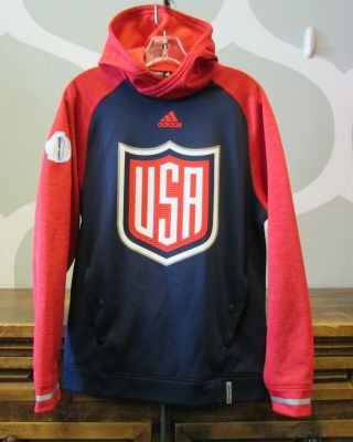 Adidas Team Usa World Cup Hockey 2016 Pe Player Climawarm Hoodie Pullover Jacket