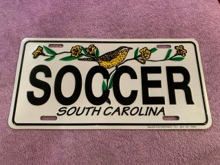 Vintage Sc Booster License Plate Tag Topper South Carolina Soccer