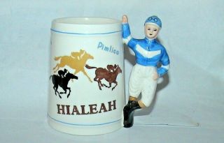 Swank Race Horse Coffee Mug /cup With Jockey For Handle Pimlico Hialeah Saratoga