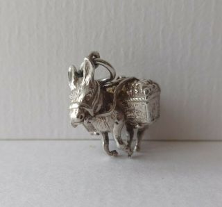09 Vintage H/m Silver Charm Donkey With Panniers 8gm