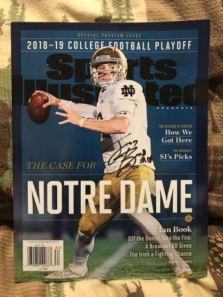 Ian Book Autographed Notre Dame Football Sports Illustrated Si Playoffs C