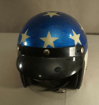 CIRCA LATE 1960 ' S - 1970 ' S VINTAGE RED WHITE AND BLUE MOTORCYCLE HELMET 2