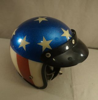 CIRCA LATE 1960 ' S - 1970 ' S VINTAGE RED WHITE AND BLUE MOTORCYCLE HELMET 3