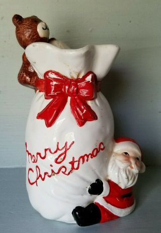 Vintage Ceramic Christmas Santa Figurine Figure Taiwan Planter Vase
