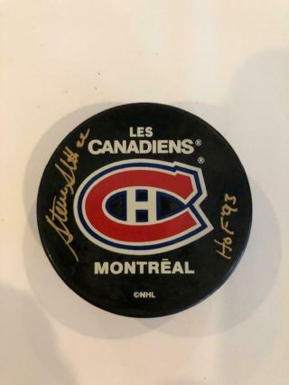 Serge Savard Hof 86 Signed Autographed Puck Jsa S69428 Montreal Canadiens