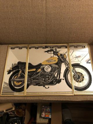 Harley Davidson Motorcycle 3 Piece Wall Mirror